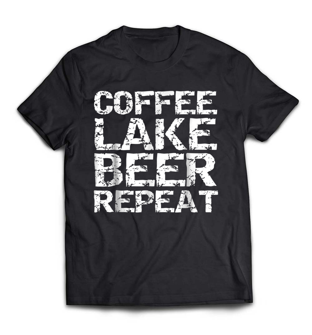 Coffee Lake Beer Repeat Shirt: A Fun Distressed Tee for Outdoor Enthusiasts